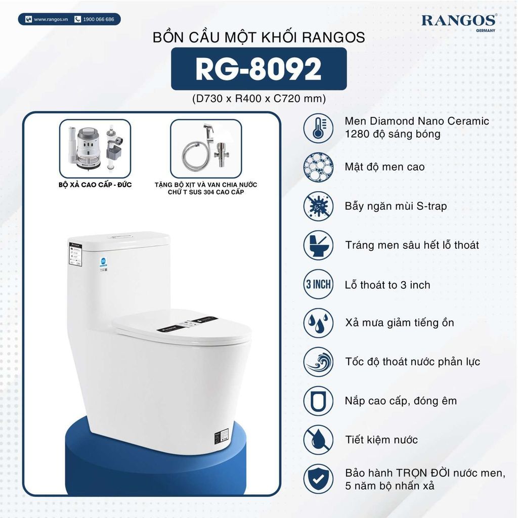 Bồn cầu một khối Rangos RG-8092