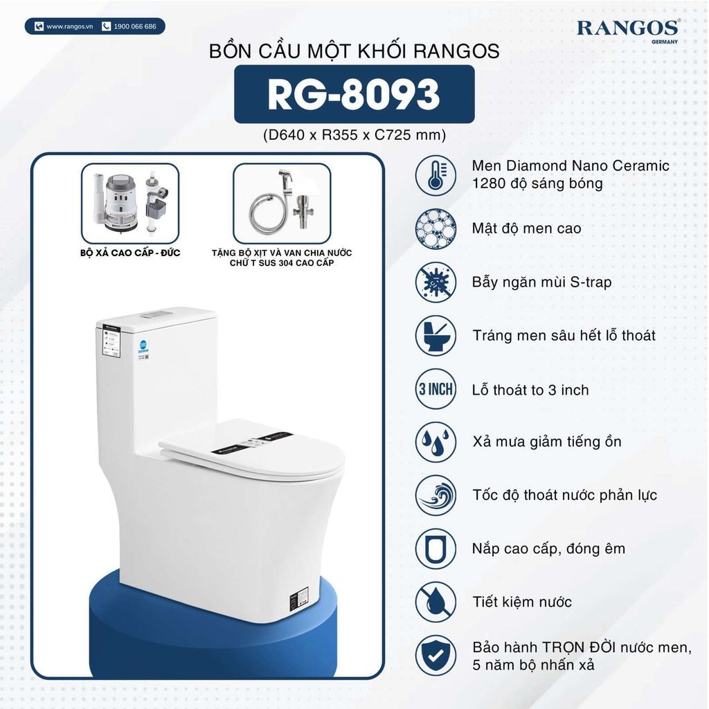 Bồn cầu một khối Rangos RG-8093