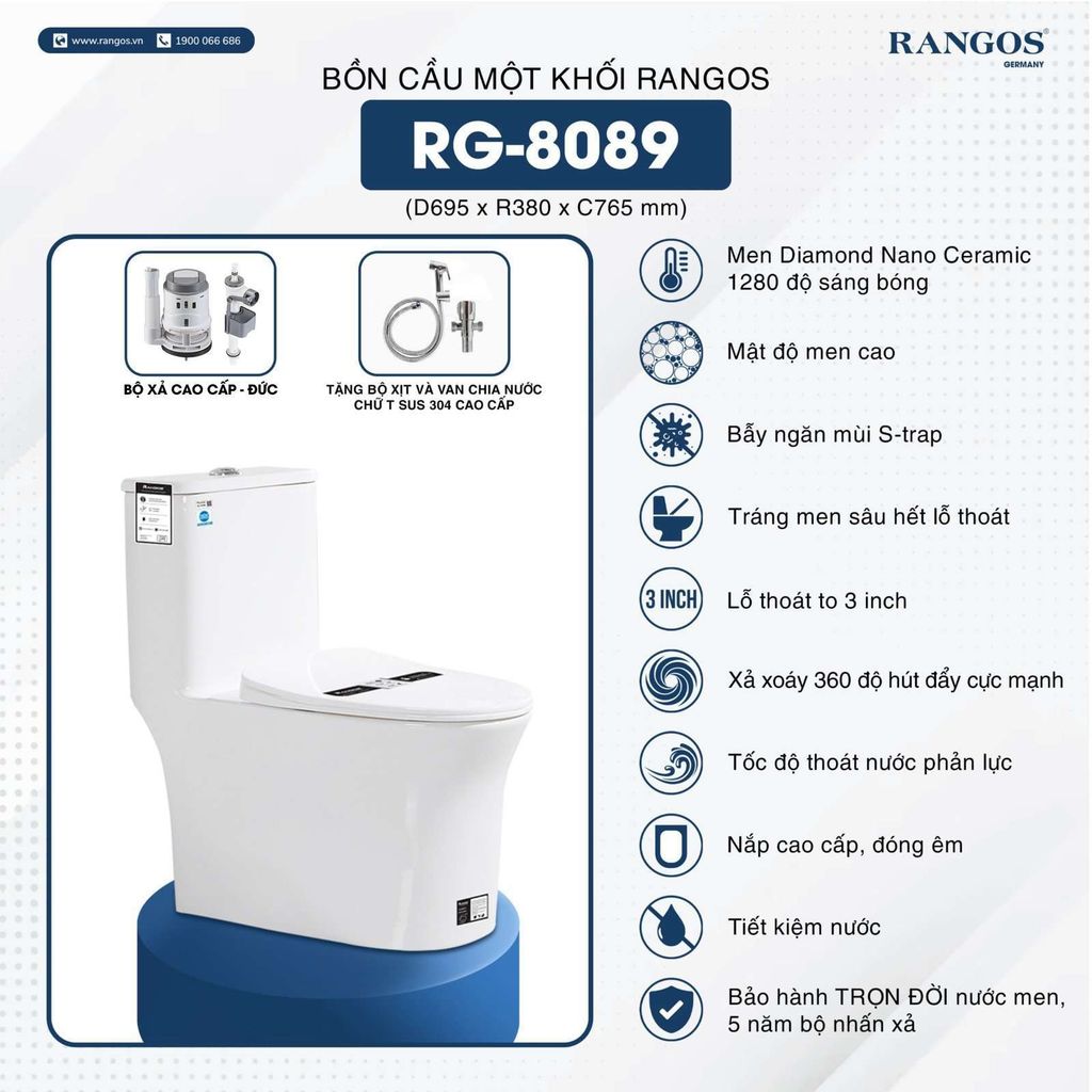 Bồn cầu một khối Rangos RG-8089