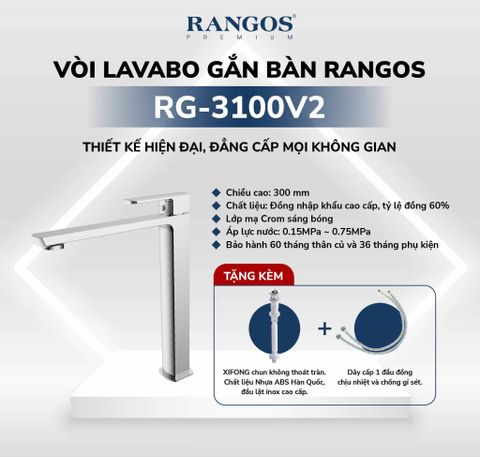 Bộ vòi lavabo gắn bàn Rangos RG-3100V2