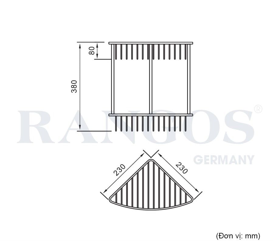 Kệ góc tam giác 2 tầng RANGOS RG-PK3628-2D