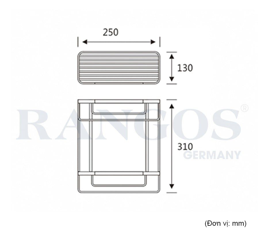 Kệ góc chữ nhật đôi RANGOS RG-PK3A002B
