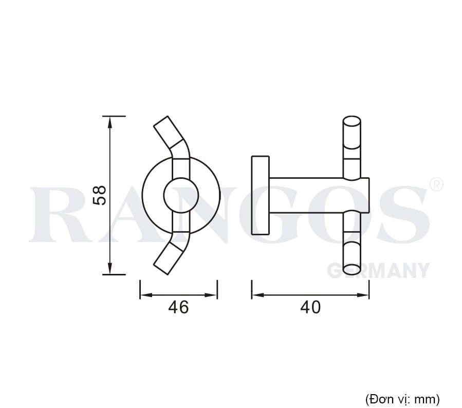 Móc treo khăn đơn 2 móc RANGOS RG-PK4605-B