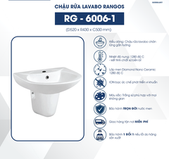 Chậu rửa lavabo chân lửng Rangos RG-6006-1