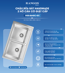 Chậu rửa bát HANDMADE 2 hố cân có giật cấp RGS-8648C-GC