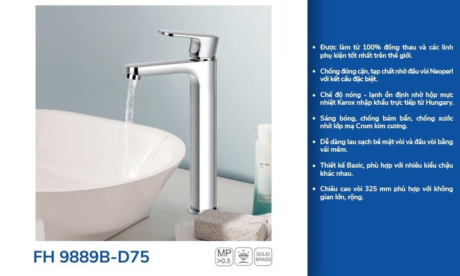 Vòi Lavabo thân cao FH 9889B-D75