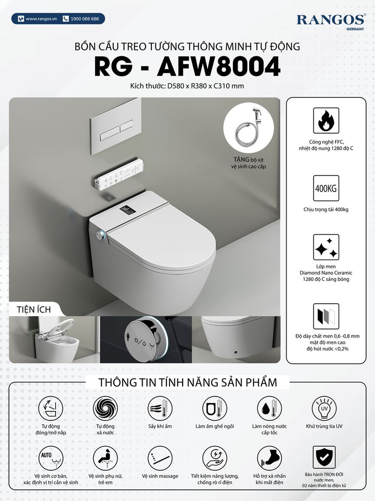 Bồn cầu thông minh tự động RG-AFW8004