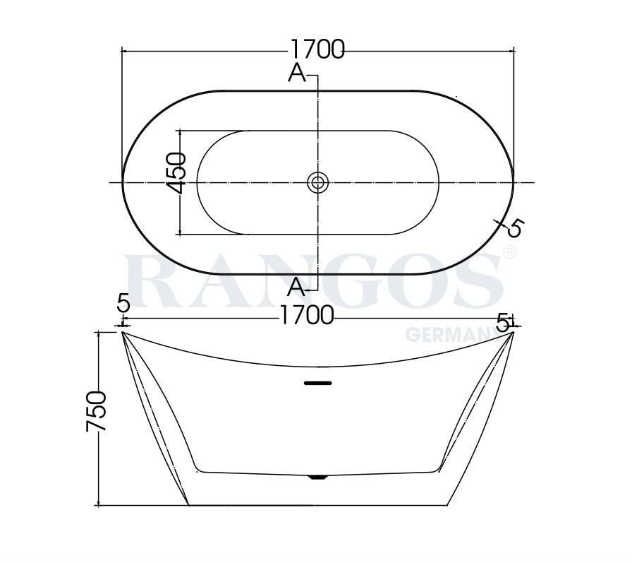 BỒN TẮM ĐẶT SÀN CAO CẤP RANGOS RG-B1870-17