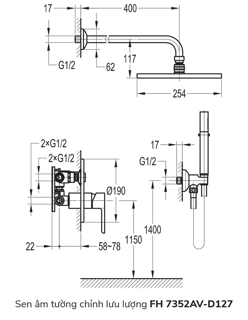 Sen âm tường chỉnh lưu lượng FH 7352AV-D127