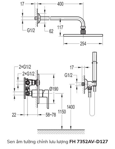 Sen âm tường chỉnh lưu lượng FH 7352AV-D127