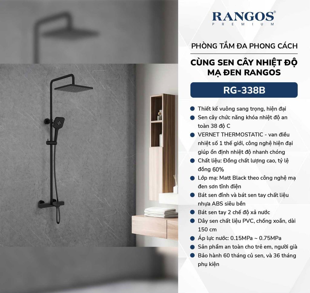Sen cây nhiệt độ mạ đen cao cấp Rangos RG-338B