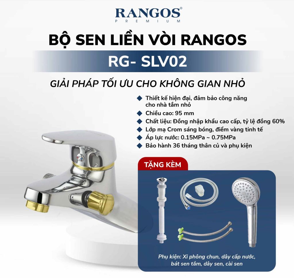 Bộ vòi lavabo liền sen Rangos RG-SLV02