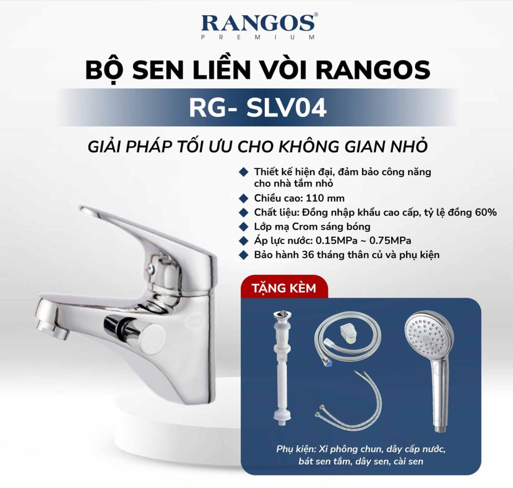 Bộ vòi lavabo liền sen Rangos RG-SLV04