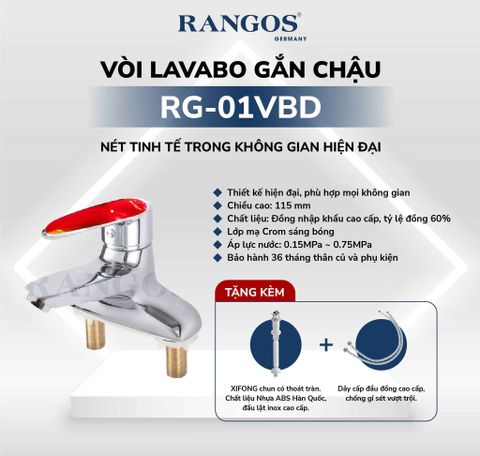 Bộ vòi lavabo gắn chậu Rangos RG-01VBD