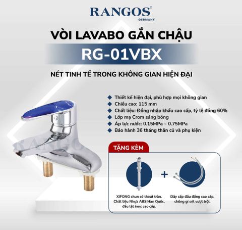 Bộ vòi lavabo gắn chậu Rangos RG-01VBX