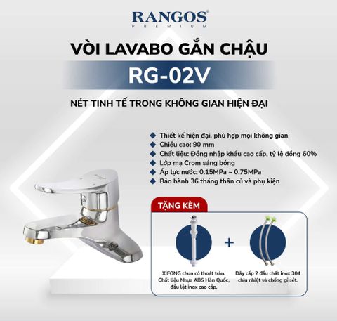 Bộ vòi lavabo gắn chậu Rangos RG-02V