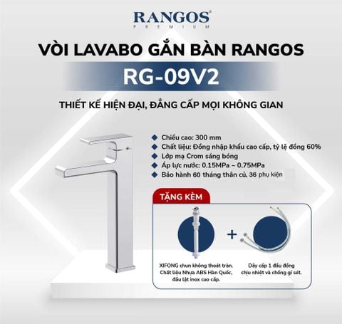 Bộ vòi lavabo gắn bàn Rangos RG-09V2