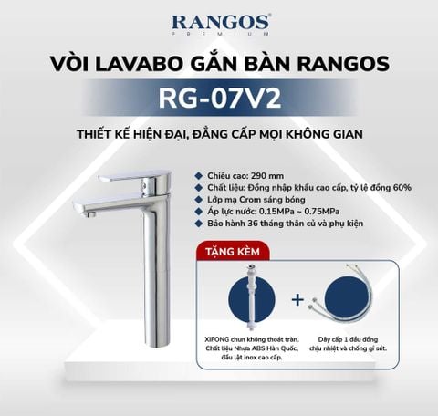Bộ vòi lavabo gắn bàn Rangos RG-07V2