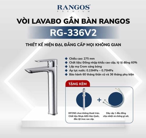 Bộ vòi lavabo gắn bàn Rangos RG-336V2