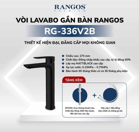 Bộ vòi lavabo gắn bàn Rangos RG-336V2B