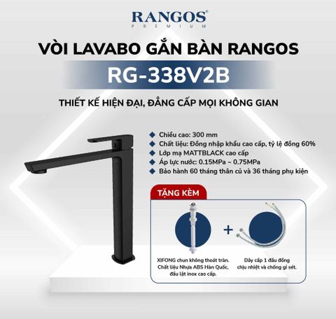 Bộ vòi lavabo gắn bàn Rangos RG-338V2B