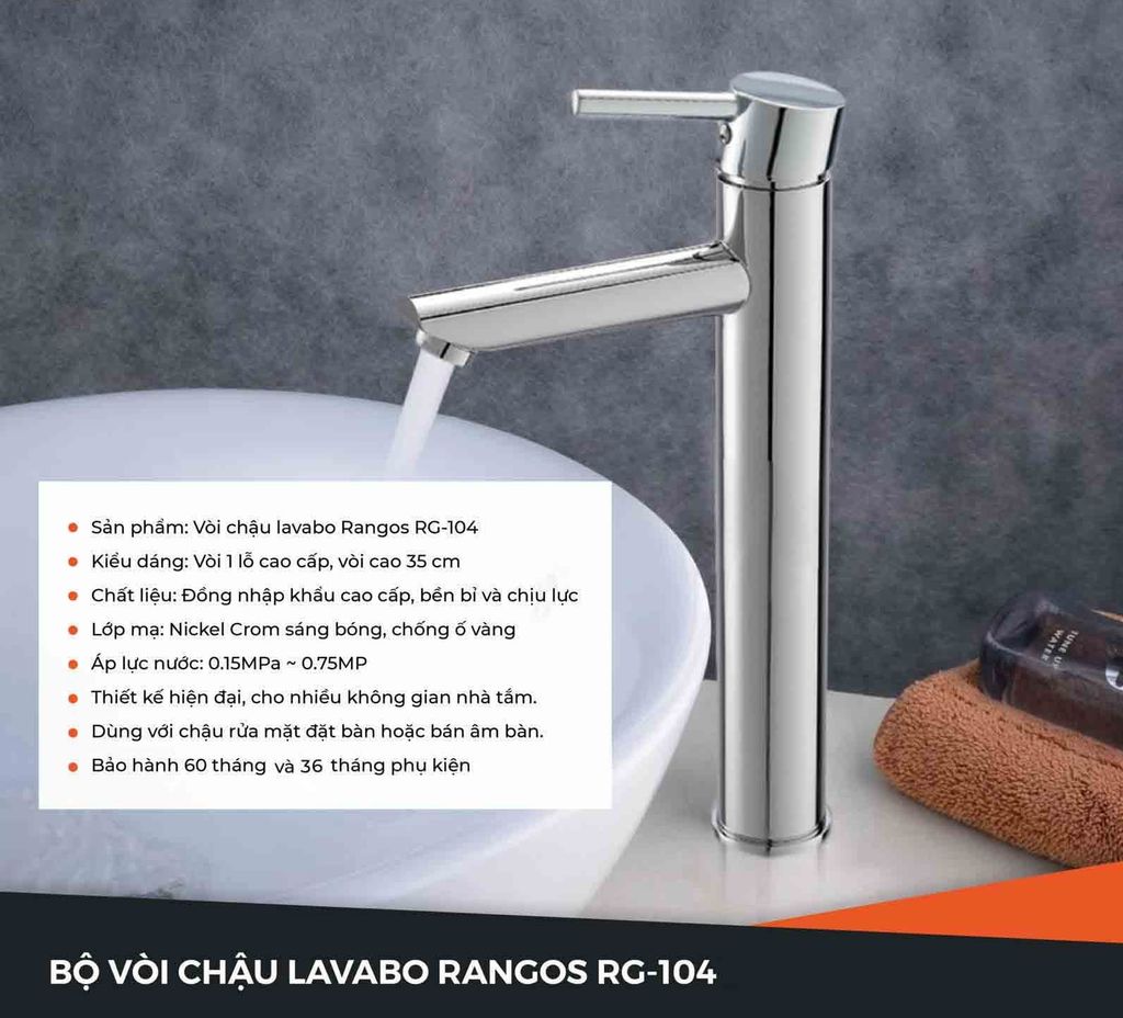 Bộ vòi lavabo gắn bàn Rangos RG-104