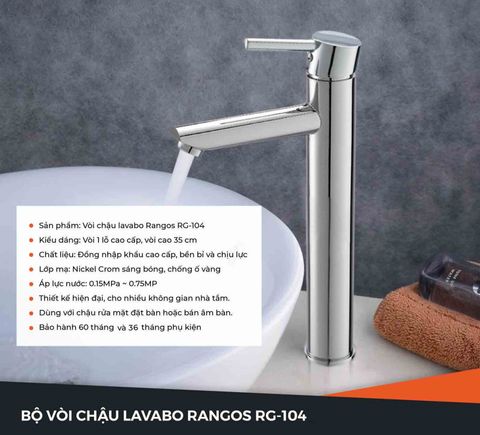 Bộ vòi lavabo gắn bàn Rangos RG-104
