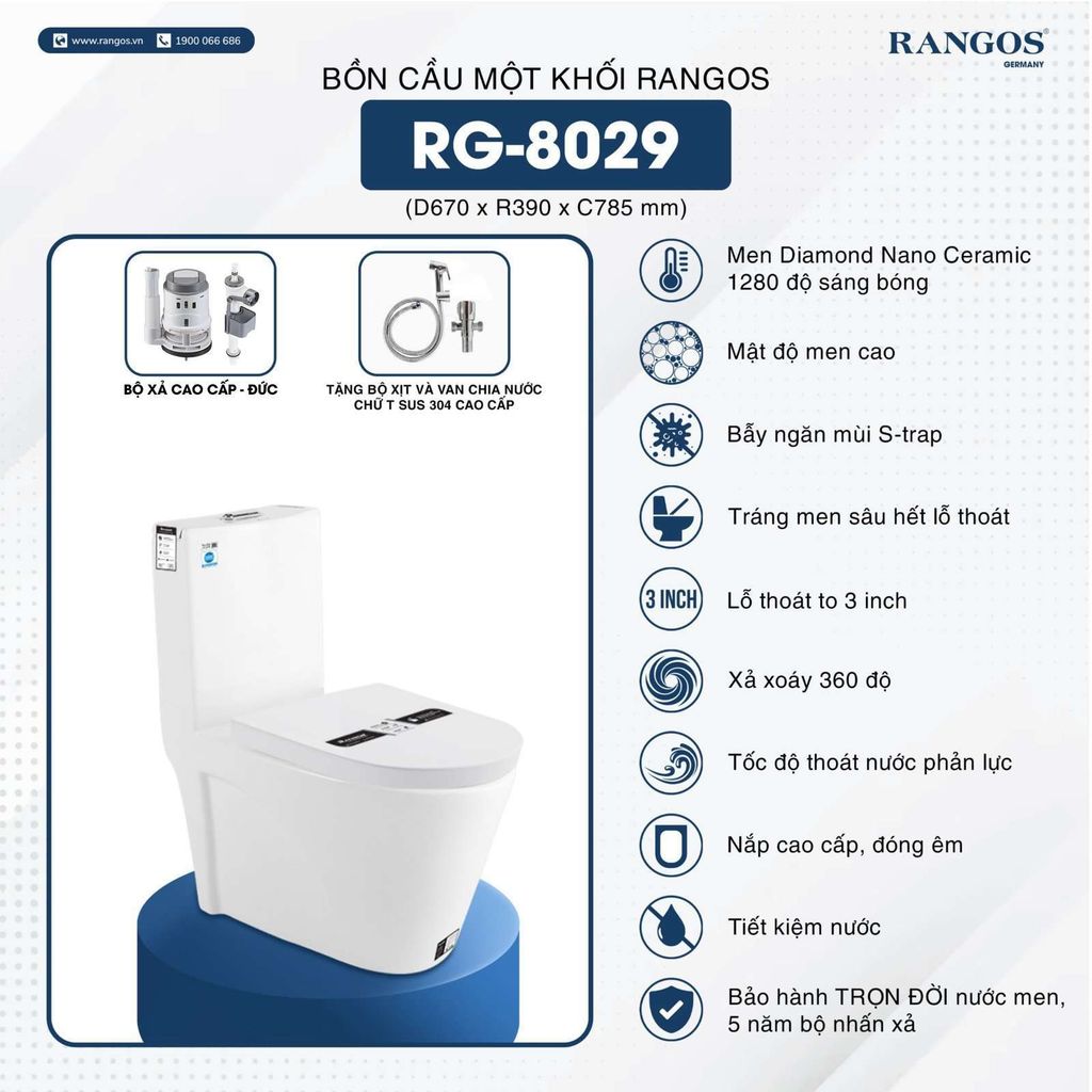 Bồn cầu một khối Rangos RG-8029