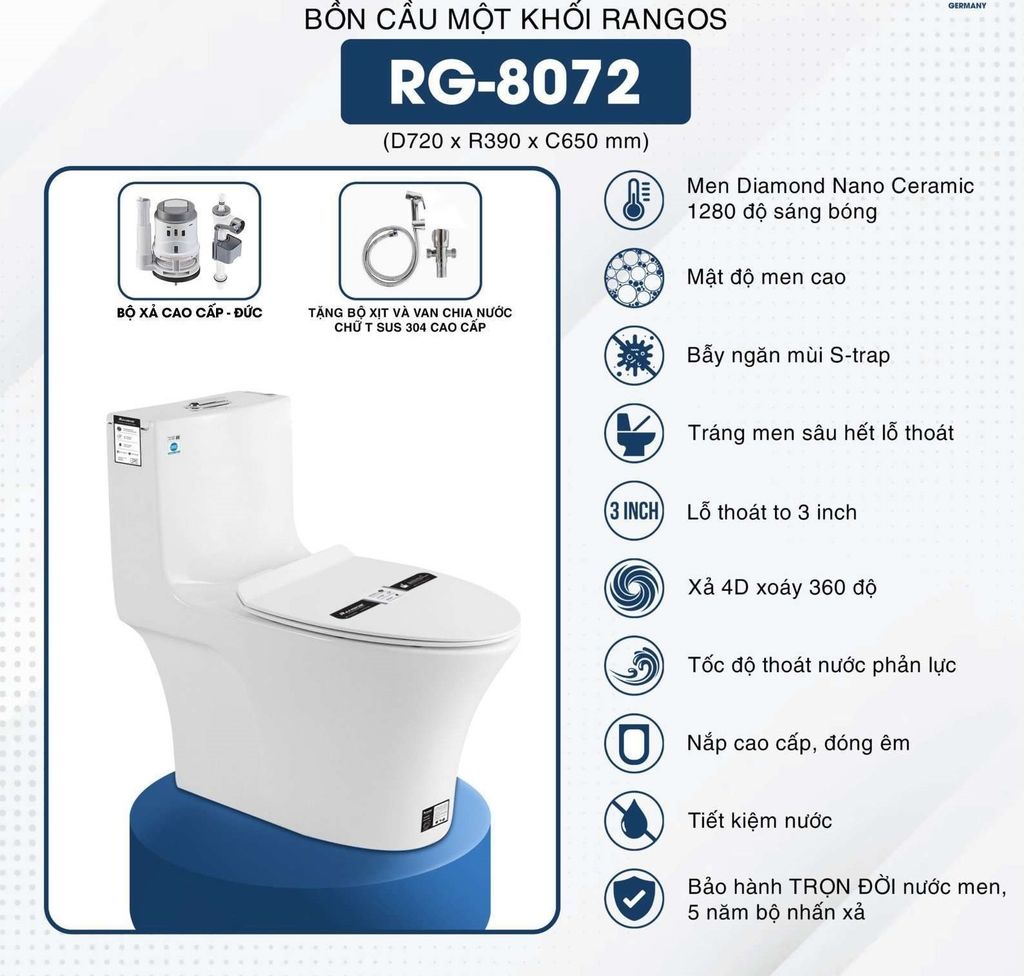 Bồn cầu một khối Rangos RG-8072