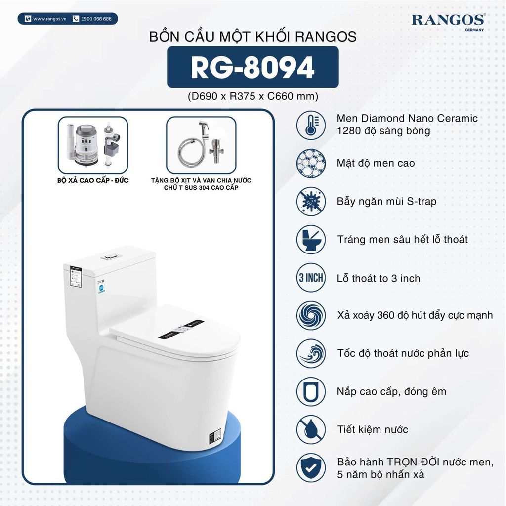 Bồn cầu một khối Rangos RG-8094