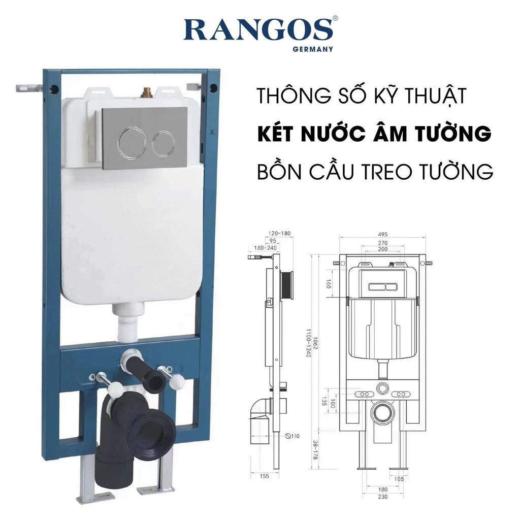 Bồn cầu treo tường cao cấp Rangos RG-S8803W