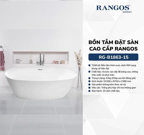 BỒN TẮM ĐẶT SÀN CAO CẤP RANGOS RG-B1863-15