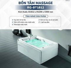 BỒN TẮM MASSAGE CAO CẤP RG-BT1812