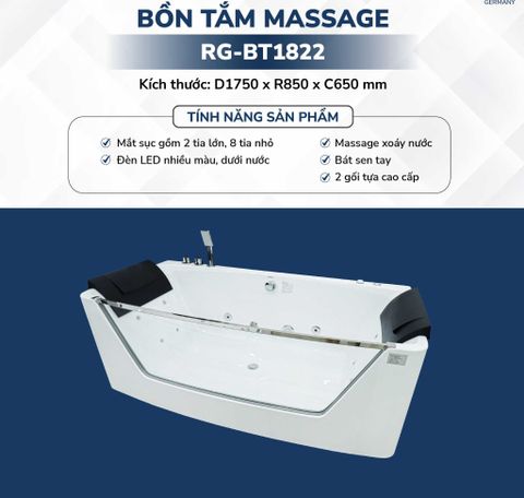 BỒN TẮM MASSAGE CAO CẤP RG-BT1822