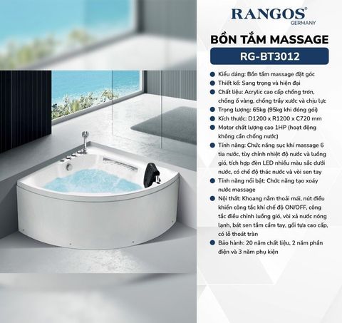 BỒN TẮM MASSAGE CAO CẤP RG-BT3012