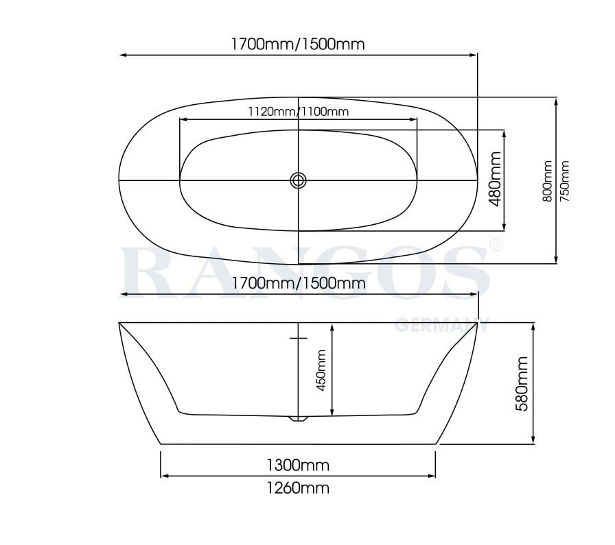 BỒN TẮM ĐẶT SÀN CAO CẤP RANGOS RG-B1863-15