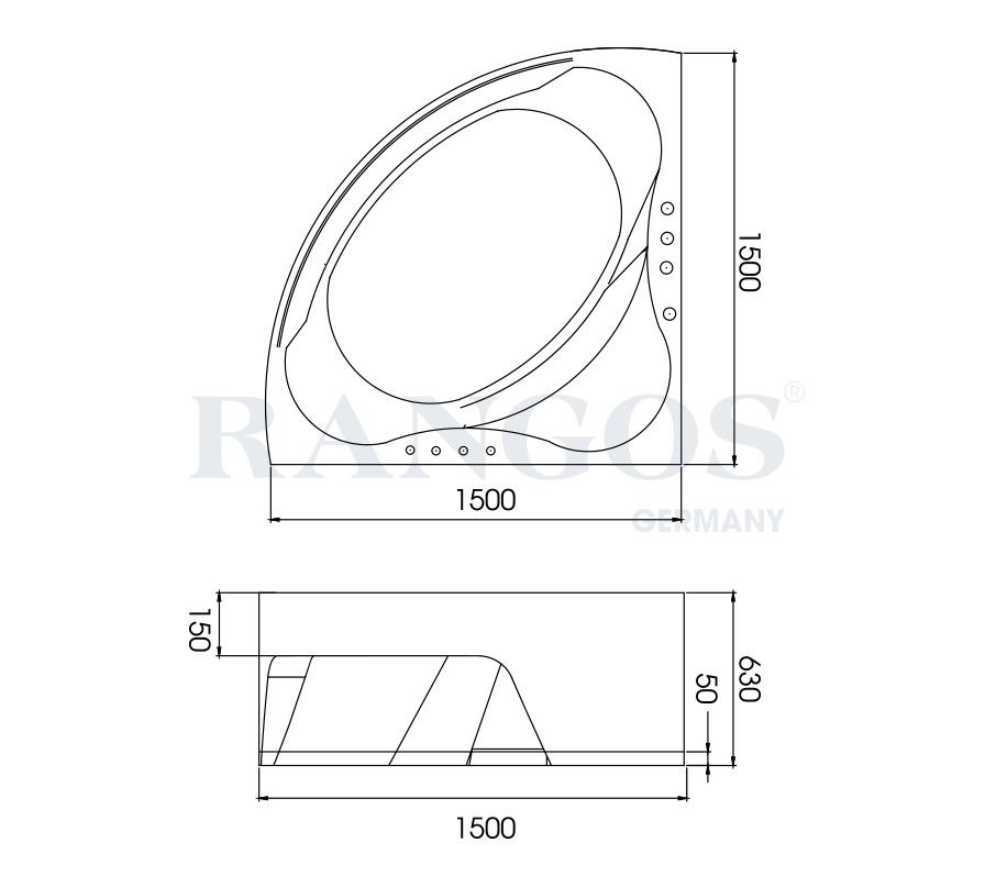 BỒN TẮM MASSAGE CAO CẤP RG-BT3153