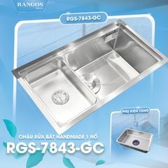 Chậu rửa bát HANDMADE 1 hố lớn âm bàn có giật cấp RGS-7843A-GC