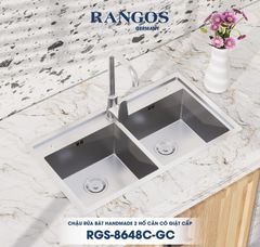 Chậu rửa bát HANDMADE 2 hố cân có giật cấp RGS-8648C-GC