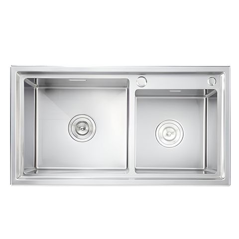 Chậu rửa bát HANDMADE 2 hố lệch có giật cấp RGS-8245L-GC