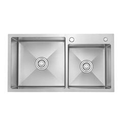 Chậu rửa bát HANDMADE 2 hố lệch RGS-8245L