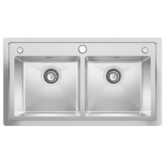 Chậu rửa bát HANDMADE 2 hố cân có giật cấp RGS-8648C-GC