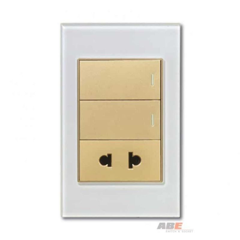 Công tắc đôi kèm Ổ cắm đơn Crystal White
