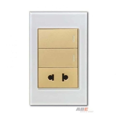 Công tắc đôi kèm Ổ cắm đơn Crystal White