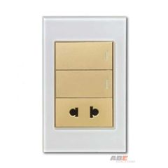 Công tắc đôi kèm Ổ cắm đơn Crystal White