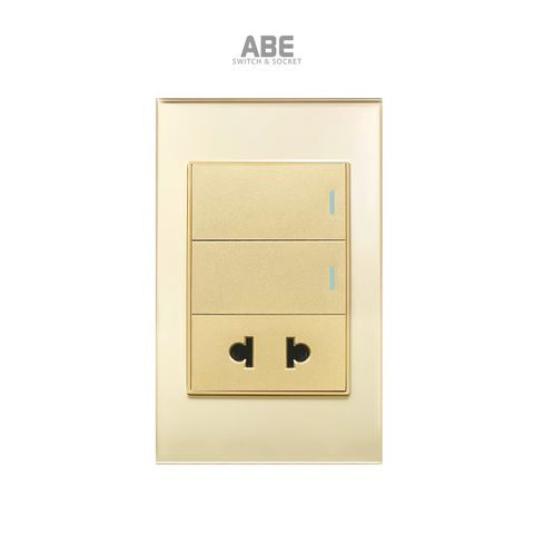 Công tắc đôi kèm Ổ cắm đơn Crystal Gold