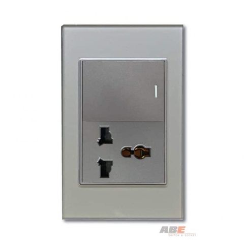 Công tắc đơn kèm Ổ cắm đa năng Crystal Grey