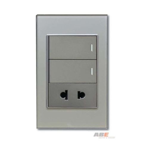 Công tắc đôi kèm Ổ cắm đơn Crystal Grey