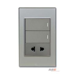 Công tắc đôi kèm Ổ cắm đơn Crystal Grey