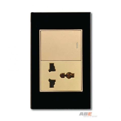 Công tắc đơn kèm Ổ cắm đa năng Crystal Black